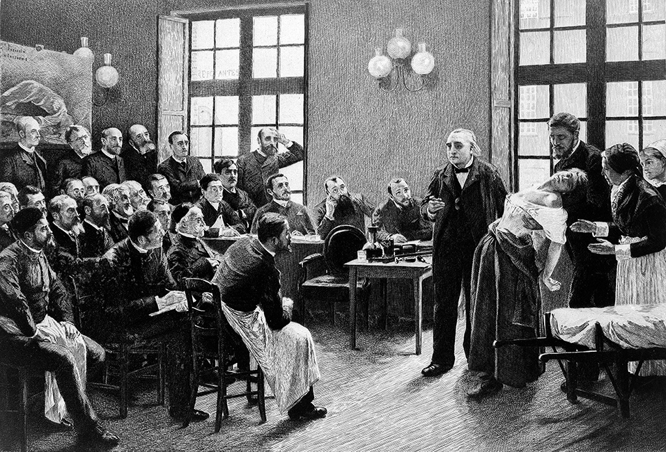 Jean-Martin Charcot demonstrating hysteria in a patient. Image